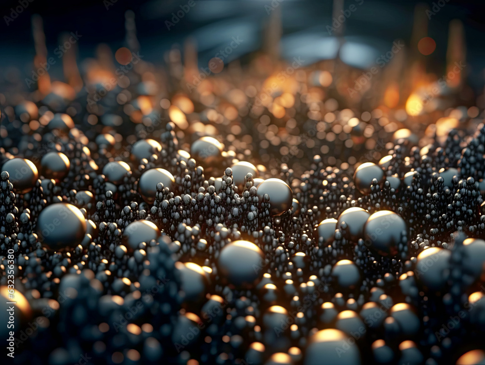 Poster Abstract chaotic particles. Bokeh background. Generative AI