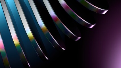 Elegant and Modern 3D Rendering image background of purple loose curve drawing metal plate rainbow