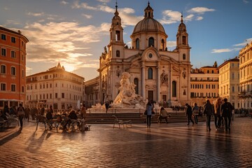 Naklejka na ściany i meble Piazza Navona in Rome Italy travel destination picture