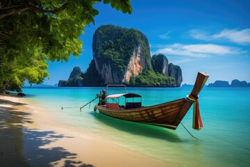 Naklejka na ściany i meble Railay Beach Krabi in Thailand travel destination picture