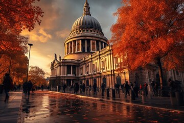 St Pauls Cathedral in London England travel destination picture - obrazy, fototapety, plakaty