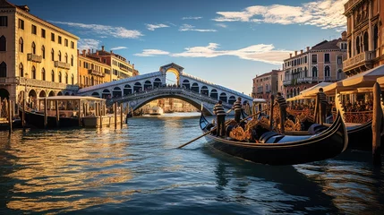 Papier Peint photo Gondoles The canals with gondolas of Venice Italy travel destination picture