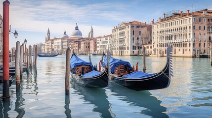 Fototapeta na wymiar The canals with gondolas of Venice Italy travel destination picture