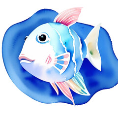 fish, watercolor ocean theme, generative ai