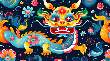 Fototapeta na wymiar Cute Colorful Chinese Dragon Images