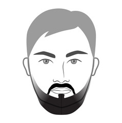 Tapered Beard style men in face illustration Facial hair mustache. Vector grey black portrait male Fashion template flat barber collection set. Stylish hairstyle isolated outline on white background.