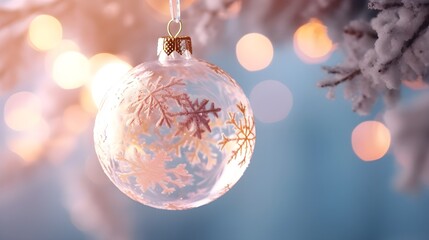 christmas tree cristal balls with copyspace, AI generated