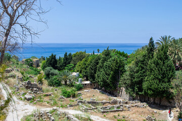 Phoenician ruins byblos lebanon old castle coast meditteranean 