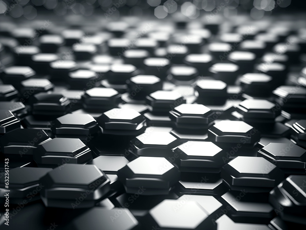 Poster Abstract industrial background with hexagons. Generative AI