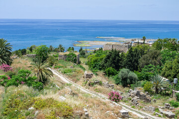 Phoenician ruins byblos lebanon old castle coast meditteranean 