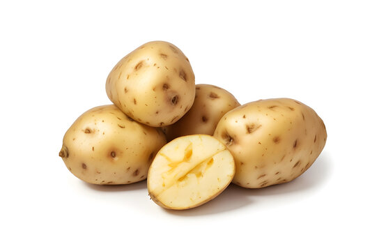 Pile of potatoes isolated on white background