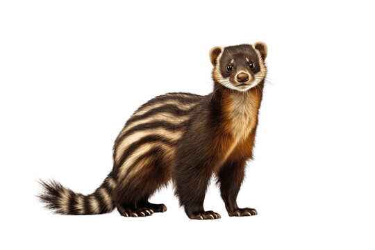 African Striped Polecat isolated on transparent background.