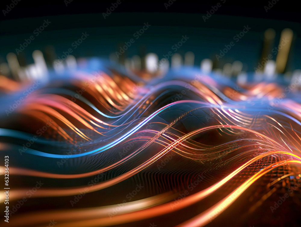 Poster abstract background with smooth lines and bokeh. Generative AI