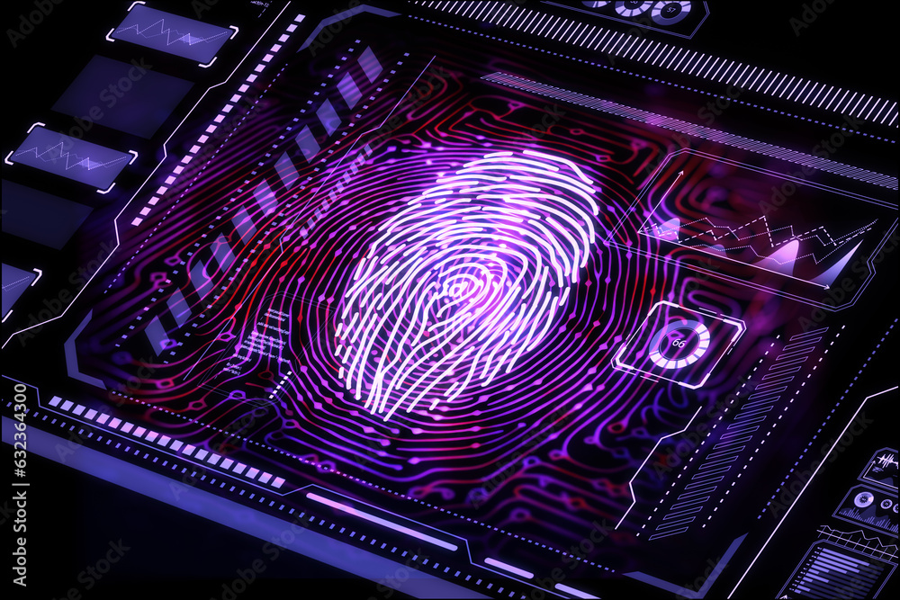 Aufkleber Fingerprint scan provides security access with biometrics identification. Generative AI