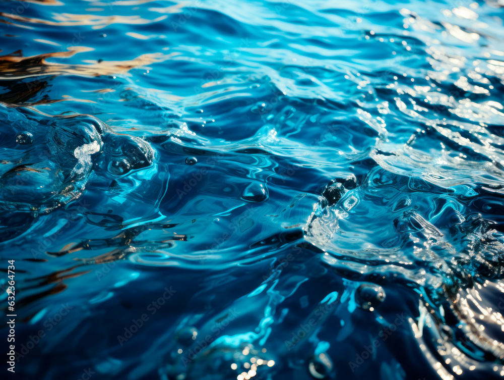 Poster blue water surface with ripples and waves. abstract natural background. generative ai