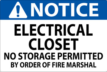 Notice Sign Electrical Closet - No Storage Permitted By Order Of Fire Marshal