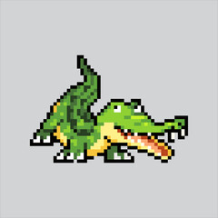 Fototapeta na wymiar Pixel art illustration Crocodile. Pixelated crocodile. Crocodile reptile icon pixelated for the pixel art game and icon for website and video game. old school retro.