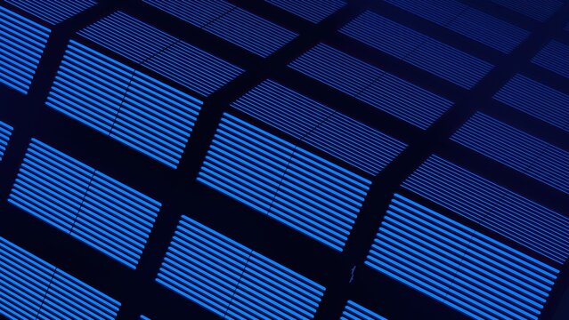 A background of an Elegant and Modern 3D Rendering image in blue and black solar panel electric bulletin board