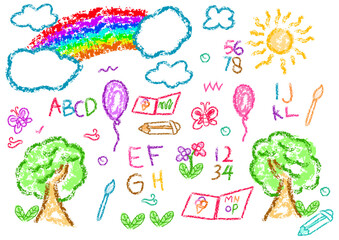 set of cartoon children for coloring