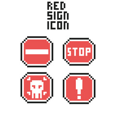 this is street sign icon in pixel art with red color and white background this item good for presentations,stickers, icons, t shirt design,game asset,logo and your project.