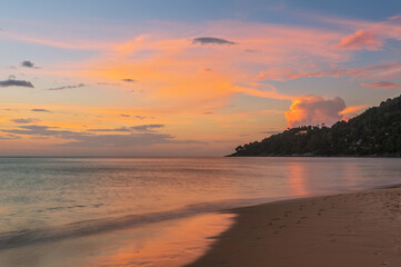 Tropical beach at sunset.
