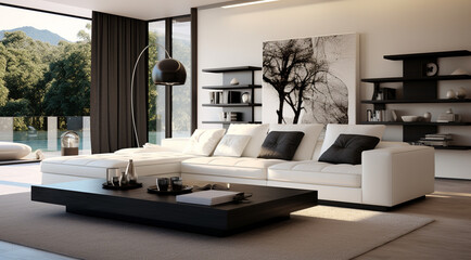 modern living room interiors with white sofa generativa IA