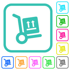 Side up parcel delivery solid vivid colored flat icons