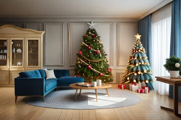 christmas tree in room generated by al technology	