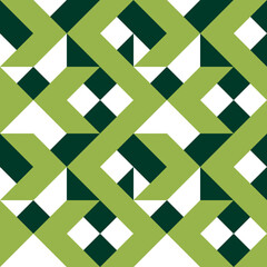 Seamless pattern with geometric motifs in three colors