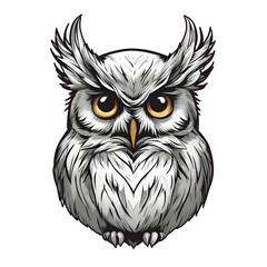 Fototapeta premium cartoon light owl with amber yellow eyes