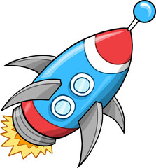 Fototapeta premium Cartoon rocket isolated on white