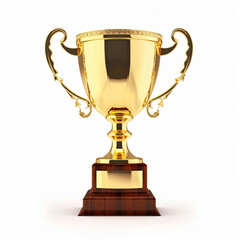 Golden trophy White background. - Generative AI