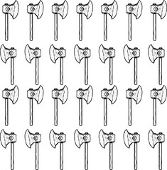 Woodcutter's tool or many axes as background for carpentry projects