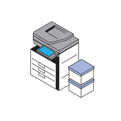 アイソメトリック構図　コピー機のイラスト
