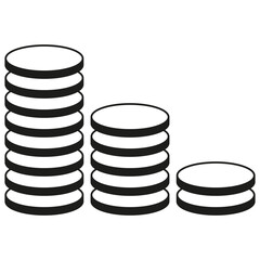 Coin icon. Columns of coins. Commercial icon for websites. Vector illustration. Eps 10.