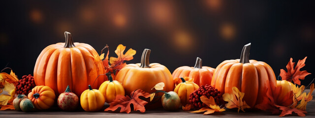 Harvest Time: Thanksgiving and Halloween Greeting Card with Pumpkins