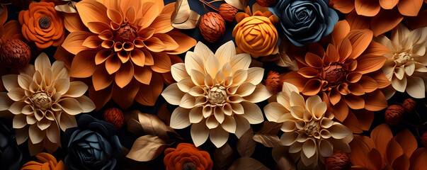Obraz na płótnie Canvas Autumnal Blooms: Vibrant Floral Decoration for Seasonal Designs