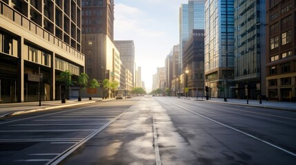 Illustration image of classical architecture and urban roads, empty road in the city, Generative AI illustration