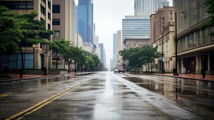 Illustration image of classical architecture and urban roads, empty road in the city, Generative AI illustration