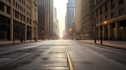 Illustration image of classical architecture and urban roads, empty road in the city, Generative AI illustration