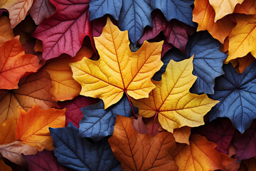 Naklejka na ściany i meble Vibrant Autumn Leaves Dancing in the Sunlight