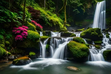 Fototapete waterfall in the forest generated ai © kashif 2158