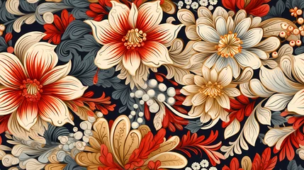 Foto op Canvas Seamless pattern illustration Ethnic Flowers © Asep