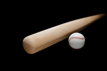 The moment a baseball bat hits a baseball, 3d rendering