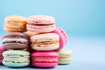 Colorful Macaroons on a colorful background.