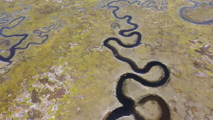 DRONE PHOTOGRAPHY OF THE WETLANDS IN SAN QUINTIN BAJA CALIFORNIA MEXICO