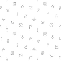 Seamless pattern with baking tool icon on white background. Included the icons as kitchen utensils, equipment, apron, kitchenware, bakery, scales, dough, rolling pin, oven And Other Elements.