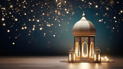Ramadan decoration background banner illustration template. copy space.