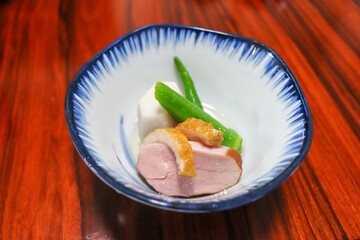 芋と野菜と鴨肉のハム