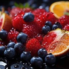 Fresh and Juicy: A Mouthwatering Fruit Bowl in Close-Up, generative ai